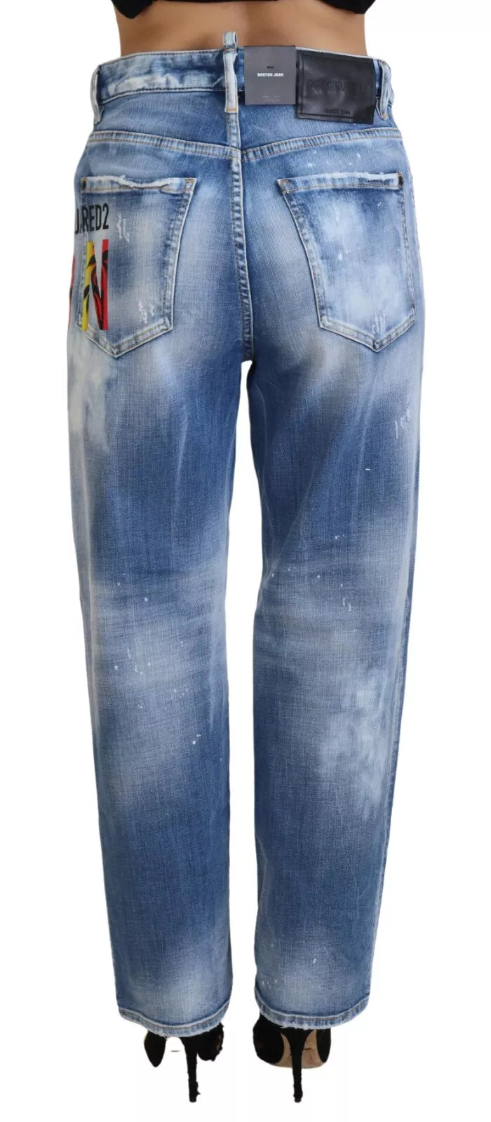 Dsquared² Blue Icon Yüksek Bel Düz Kot Pantolon Boston